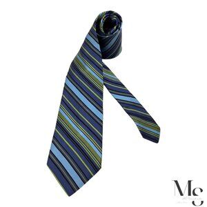 TED BAKER LONDON Blue Striped Luxury Silk Tie Hand Made In USA 58" - 3.75" NWT